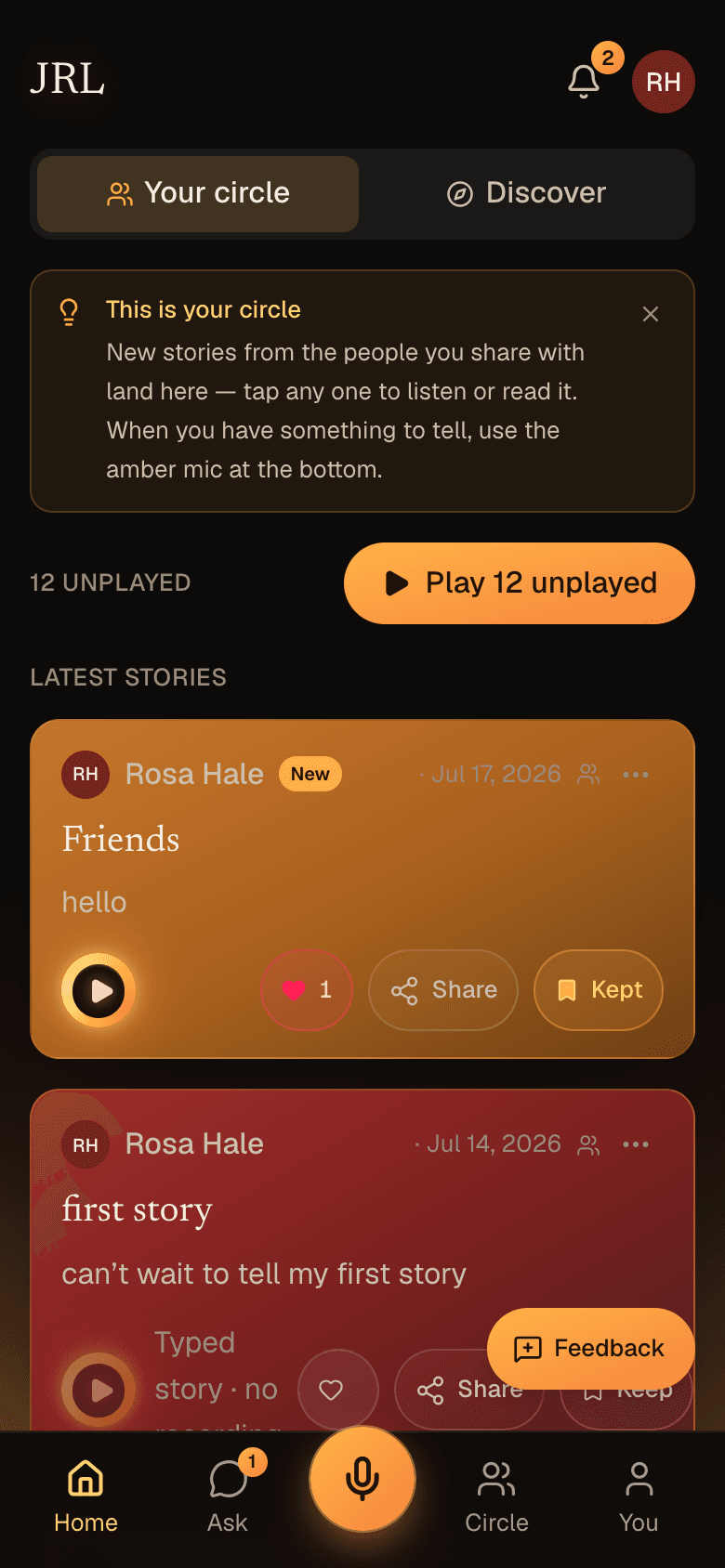 JRL Echoes on a phone - a warm feed of family stories