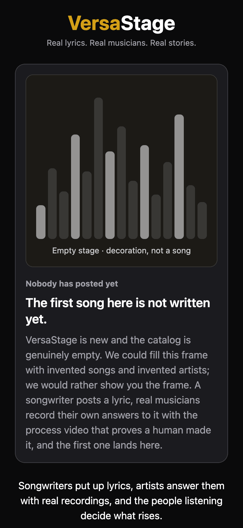 VersaStage on a phone - real lyrics, real musicians